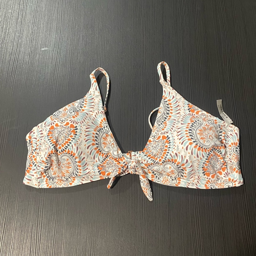La Vie En Rose Orange and White Bikini Top